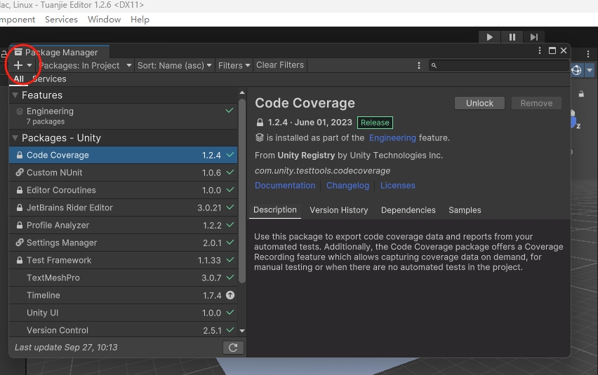 Open Unity-Package Manager